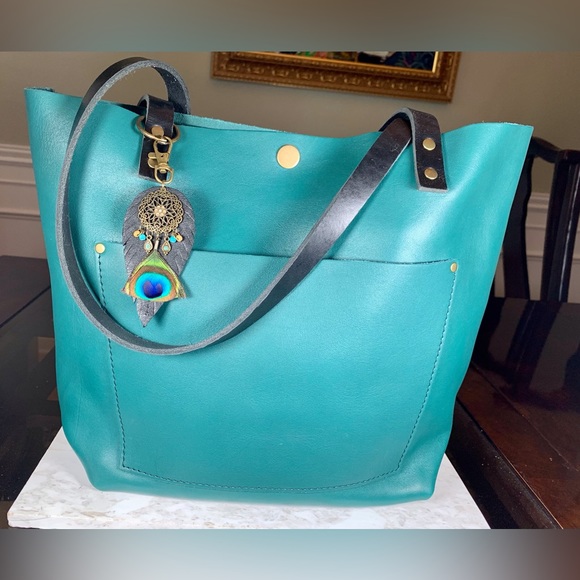 Peacock Feather Purse Charm/Clip - Picture 2 of 2